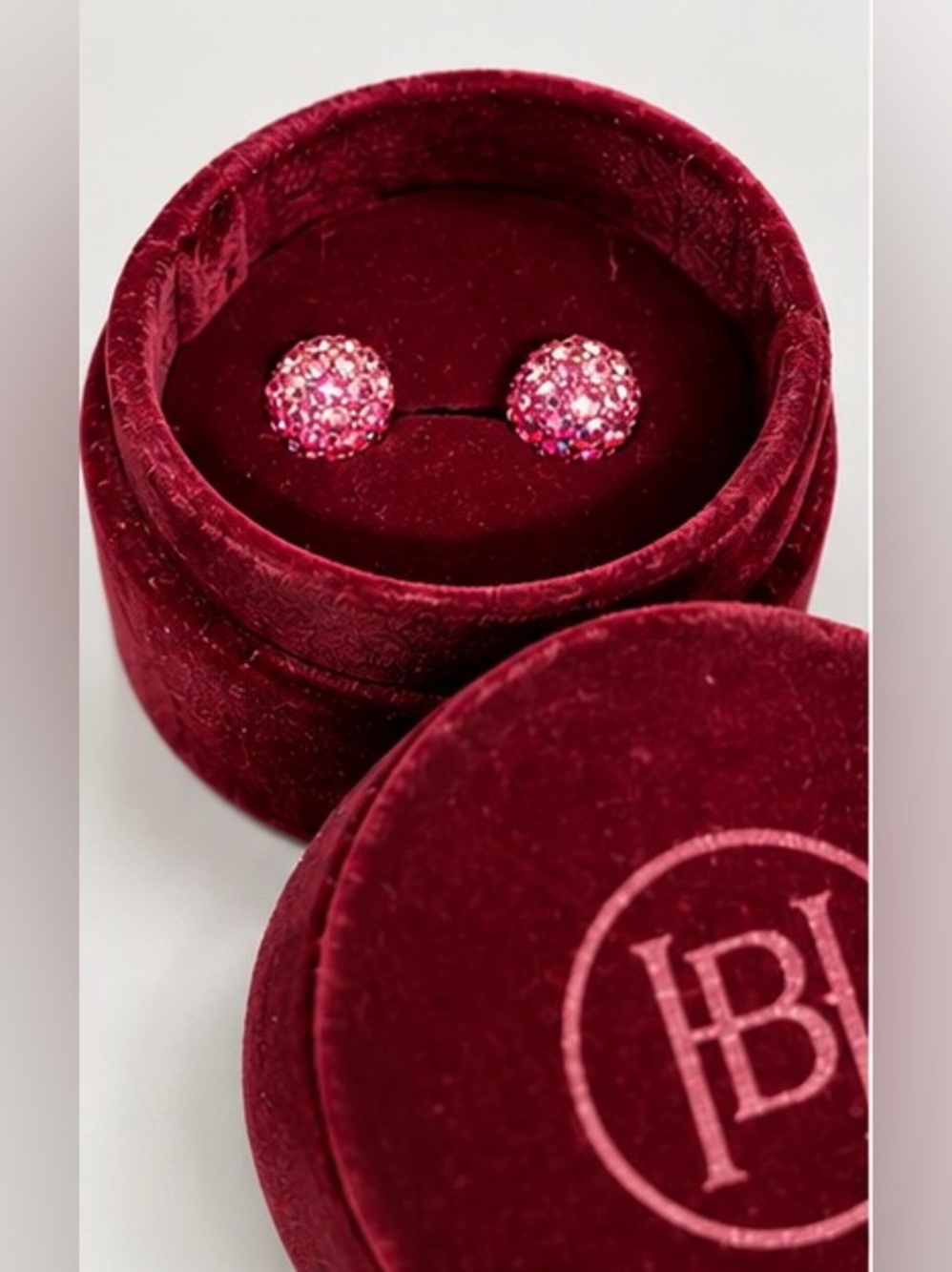 Hillberg & Berk Limited Edition Ombré Pink Sparkle Ball Stud Earrings – 8mm